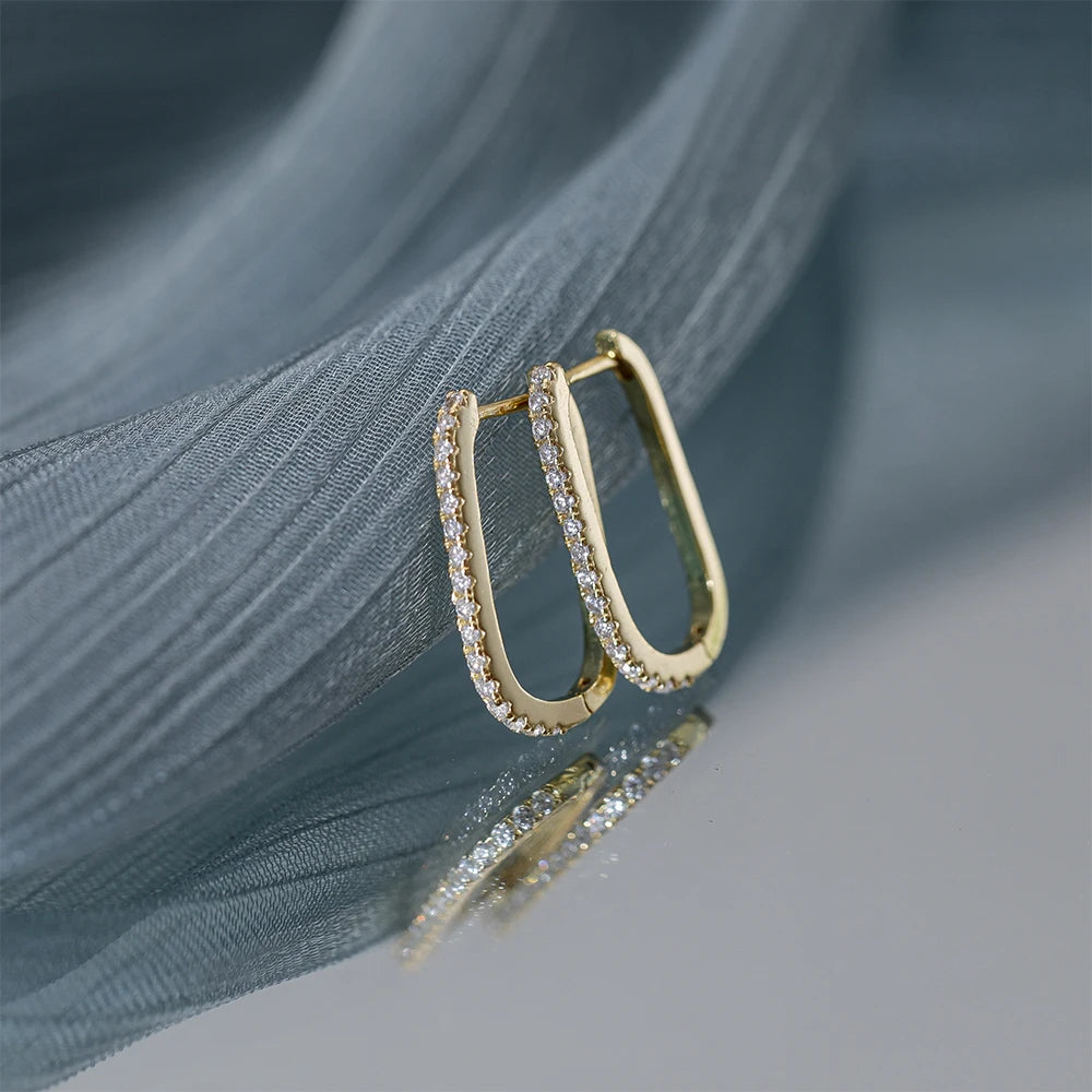 Square Huggie Hoop Earrings - 925 Sterling Silver Square Huggie Hoop Earrings - 925 Sterling Silver